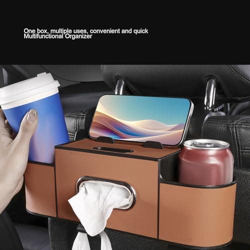 AMONIDA Car Back Seat Organizer for SUV Truck Sedan Travel (Brown) — view 5