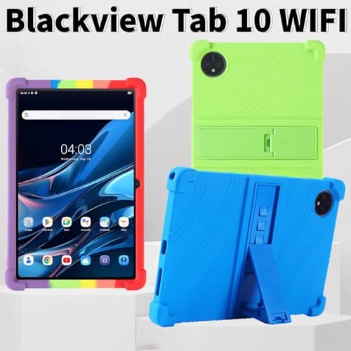 INSOLKIDON Compatible with Case for Blackview Tab 10 WIFI 10.1 inch tablet, Full Coverage Ultra Slim adjustable Stand Silicone Shockproof Lightweight Protective Cover Case (Sky Blue) — view 6