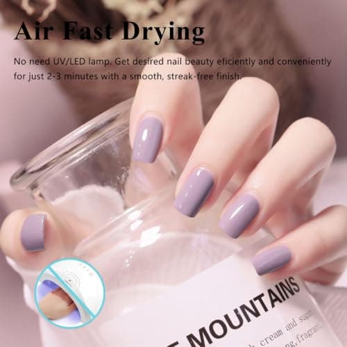 Purple Nail Polish, Quick Dry Nail Varnish - Air-Dry No-Lamp Formula, Summer Manicure Colour for DIY At-Home Use, Long-Wear Daily Finish and Travel Touch-Ups — view 3