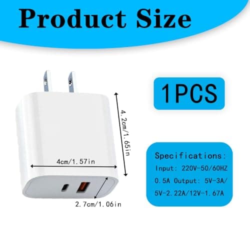 US Plug Adaptor Charger- UK to USA Travel Plug Adaptor 2 Pin 20W USB C&A Ports, Type C +USB Dual-Port Design for Shaver Toothbrush, for iPad iPhone Samsung (Do not use in the UK) — view 2