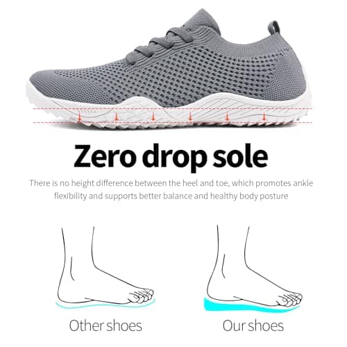 Barefoot Shoes Womens Gym Trainers Slip on Trainers Light Grey Size 6 — view 6
