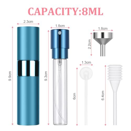 ACWOO Perfume Atomiser, 8ml Refillable Travel Size Perfume Bottle, Mini Aftershave Spray Bottle, Small Glass Fragrance Atomizer for Women, Portable Empty Cologne Refill Pump Dispenser for Men — view 2