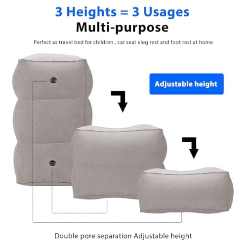 CROWNSHOP Inflatable Foot Rest Pillow for Plane 3 Layers Adjustable Heights — view 3