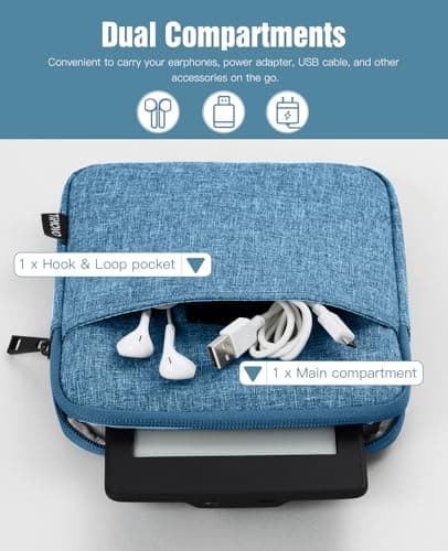 TiMOVO 8-9 Inch Tablet Sleeve with Pockets, Blue — view 6