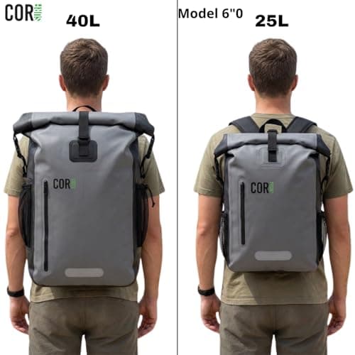 COR Surf Waterproof Dry Bag Backpack - Roll Top Drybag with Padded Laptop Sleeve, Has Welded Seams and Ergonomic Shoulder Pad, Ideal for Boating, Hiking, Kayaking, and More, 40L, Greyn — view 4