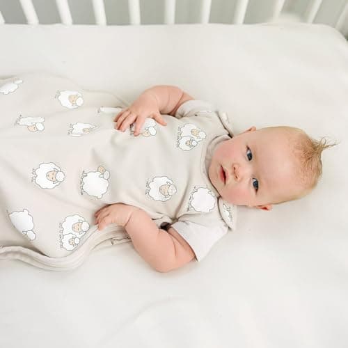 Woolino Ultimate 4 Season Baby Sleeping Bag - Merino Wool Baby Sleep Sack, Organic Cotton Outer, Temperature Regulating Year Round Wearable Blanket, Adjustable Universal Size 2-24 Months - Sheep — view 3