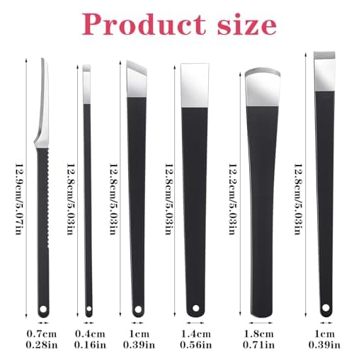 MBAIYO 6 Pack Ingrown Toenail Removal Kit, Professional Pedicure Tools for Ingrown Toenail Callus Shaver Corn Removers for Toes Stainless Steel Nail Knives Kit with Storage Box — view 6