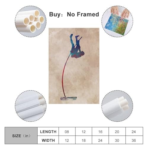 Pole Vault Sport Art Poster Wall Decoration Nordic Retro Poster Modern Home Decor Art Canvas Prints Birthday Gifts Women 08x12inch(20x30cm) — view 3
