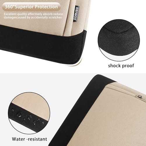 DOMISO 15-15.6 Inch Laptop Sleeve Business Briefcase Computer Case Compatible with Lenovo 15.6" Ideapad 330/16" MacBook Pro/HP EliteBook 850 G3/Envy x360 15/Latitude 3580/Acer Chromebook/Asus,Beige — view 4