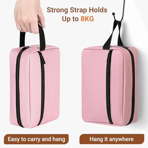 Elviros Lightweight Hanging Travel Toiletry Bag Small for Women Men, Pink — view 3