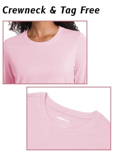 TACVASEN Womens Tshirts Cotton Crew Neck Top Soft Women Top UK Light Pink S — view 6