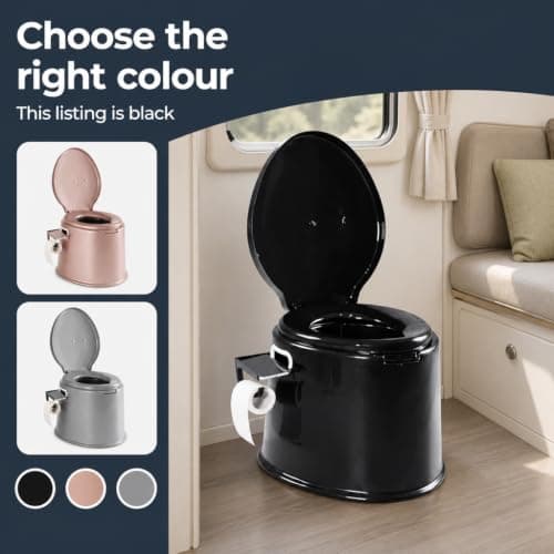 CMY 5L Portable Camping Toilet with Seat, Lid, Handles & Toilet Roll Holder — view 3