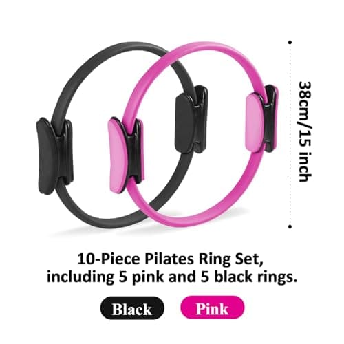 NYVEER 10 Pack Pilates Ring Set, 15" Pilates Fitness Circle for Women, Travel Office & Home Pilates Workout Equipment for Upper Body Core Glutes Inner Thigh, Pilates Essentials for Studio Equipment. — view 6