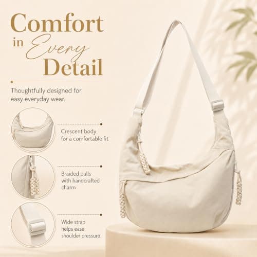 Womens Crossbody Bag Cream Off White for Work Travel Wedding Party Everyday — view 4