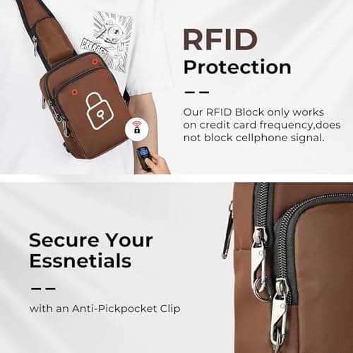 BROADREAM Anti-theft Shoulder Bag - Sling Chest Crossbody Bag Chest Bag Men Waterproof Shoulder Bag with Zip Lock RFID Blocking, Small Handbag for Men Women — view 3