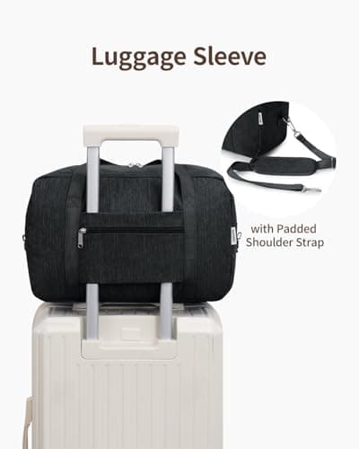 Narwey for Ryanair Cabin Bags 40x30x20 Underseat Ryan Air Foldable Travel Duffel Hospital Bag Overnight Weekend Carry on Luggage Bags for Women and Men 20L (Black) — view 6
