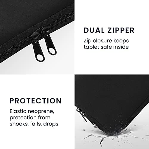kwmobile Neoprene Pouch Compatible with 8"-8,4" Tablet - Universal Sleeve Case Cover with Zipper for Tablet - Black — view 4