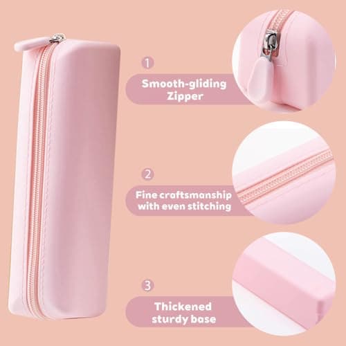 PIGIAOKA 2pcs Silicone Makeup Brush Holder Travel Cosmetic Brush Bag with Zipper, Waterproof and Portable, Cute Makeup Brush Case for Women Girls — view 3