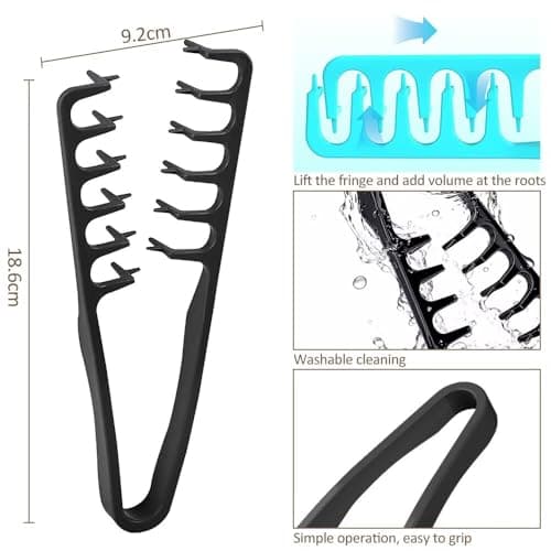 Texture Comb, 2 PCS Wide Tooth Comb with Texture & Folding Pocket Comb Set, Roots Volume Styling Tool for Men Boys, Portable Fine Tooth & Wide Tooth Travel Combs for Curly Hair Beard Grooming Combing — view 2