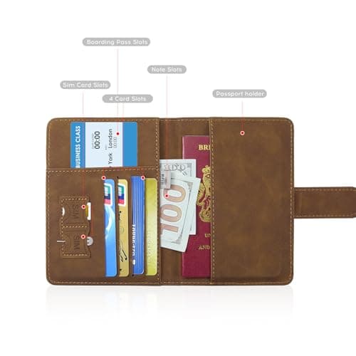 ILIYAH Passport Holder PU Leather RFID Blocking Passport Cover Travel Wallet Case with Card Slot & Elastic Strap Passport Covers (Brown MG) — view 5