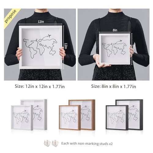 MUXIUNT Travel Adventure Archive Memory Box with Slot,8x8in White World Map — view 2