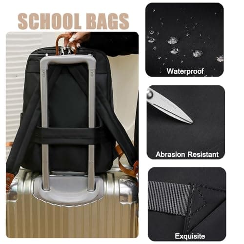 Hixingo Womens School Backpack, Causal Travel School Bags Backpack for Teenage Girls Lightweight Bookbag to School, College, Work, Travel (1118# Khaki) — view 5
