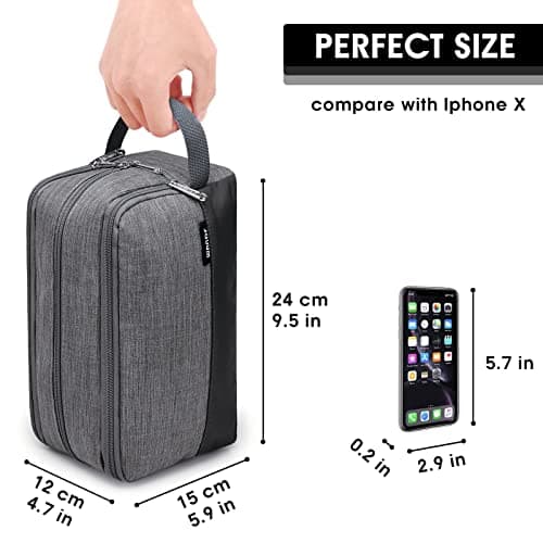 WANDF Toiletry Bag Water-Resistant Nylon Travel Wash Bag Lightweight Dopp Kit for Men and Women (A-Denim Grey) — view 5