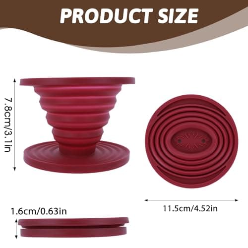 Coffee Dripper, Foldable Silicone Coffee Dripper Foldable Travel Pour Over Maker Reusable Filter Camping Makers for Backpacking Camping Travel Home Office — view 2