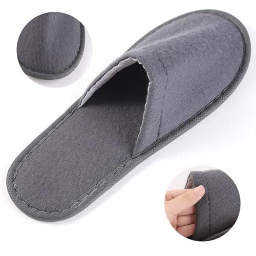 kuou Disposable Spa Slippers,12 Pairs Hotel Guest Slippers Grey Close Toes — view 6