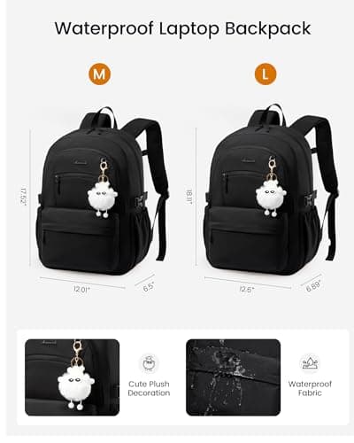 LOVEVOOK 15.6 Inch Laptop Backpack for Women, Waterproof School Work Bag — view 6