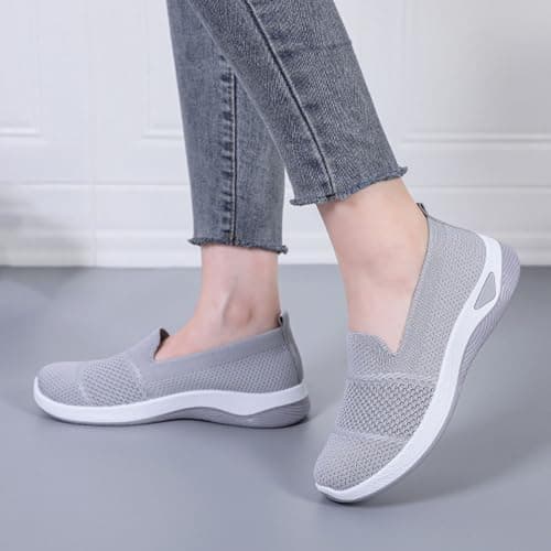 cfpqv Slip On Trainers Women's Orthopaedic Shoes Lightweight Mesh Sports Shoes Breathable Trainers Walking Shoes Gym Fitness Running Shoes Running Walking Road Running Shoes Bequme Slip-On Shoes Size — view 2
