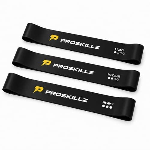 Excercise Resistance Bands Set of 3 – Black Flat Loop Exercise Bands for Warm Up, Mobility, Stretching, Strength Training, Home Workouts, Pilates & Physio – Light, Medium & Heavy