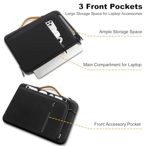 DOMISO 15.6 inch Laptop Sleeve Protective Macbook Pro Laptop Case 15 inch with Handle for 15.6 inch MacBook Pro M3 / Max 2024 Compatible with 15 inch Notebook HP Dell,Black — view 3