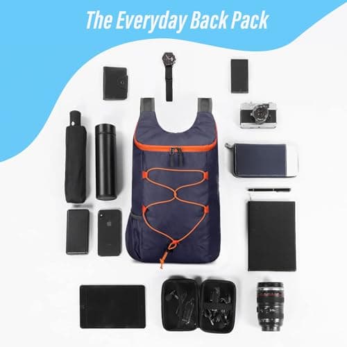 Sahunfri 2 Pcs Ultra Lightweight Backpack, Foldable Backpack Water Resistant Travel Rucksack, Multi-Functional Foldable Backpacks Womens Men For Camping, Hiking, Biking (Black Dark-blue) — view 4