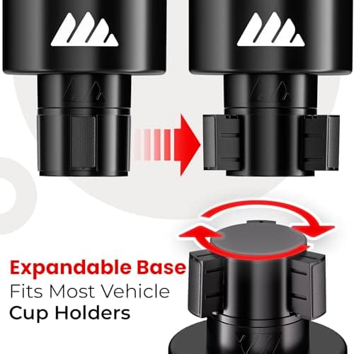 Integral Ultimate Expander Car Cup Holder Expander Adapter, Adjustable Base for Yeti Rambler Coffee Cups, 397/680/1020/1300ml Hydro Flasks, 36/38oz Bottles, 3.5-4" Bottles — view 5