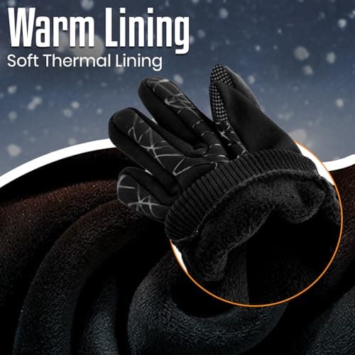 EVO Fitness Kids Thermal Winter Cycling Gloves Kids Ski Sports Bike Running Riding Hiking Tennis Gloves for Children Insolated Warm Touchscreen Anti-Slip Grip Footballs Mitts (Black, M (8-10 Years)) — view 5