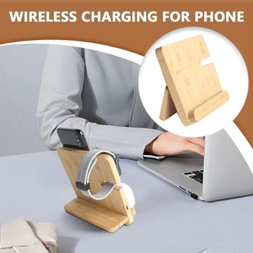 Wooden Wireless Charging Station Travel Phone Charger Stand — view 4