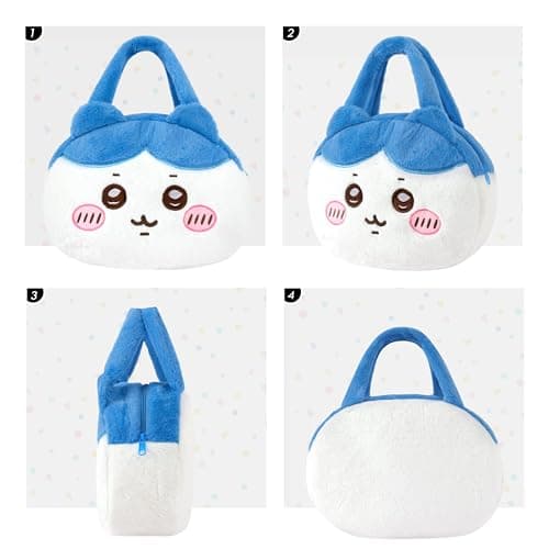 Roffatide Lovely Hachiware Plush Handbag Cartoon Lightweight Mini Tote Bag Women's Accessory for Work Travel Daily Use for Girls Gift for Christmas New Year Blue — view 5