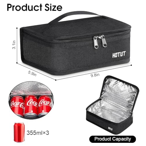 HOTUT Lunch Insulated Bag Small with Handle, Tote Cool Reusable, Portable Thermal Cooler Box for Men Women Kids, Thermal Lunch Tote Bags for Work School Packed Sandwich — view 2