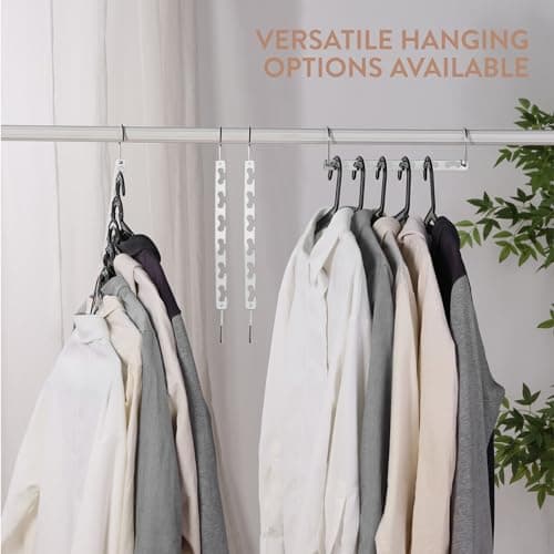 H&S Metal Space Saving Hangers (Set of 6) - Space Saver Clothes Hanger Pack for Wardrobes - Magic Coat Hanger Space Savers to Hang Clothing Shirts Trousers for Wardrobe and Closet — view 6