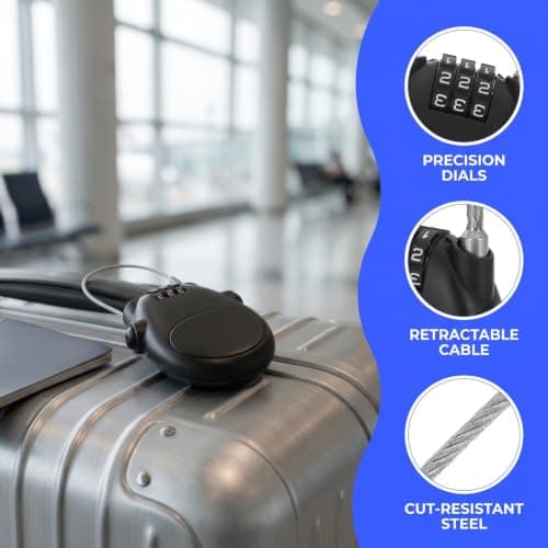 Steel Cable Retractable Lock 2pcs Combination for Luggage and Backpack — view 3
