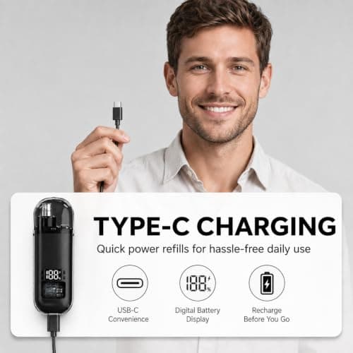 Nose Hair Trimmer for Men & Women, Rechargeable Ear Trimmer, LED Display — view 4