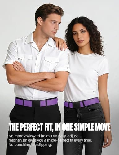 LXMY Belts for Men,Work Belts for Men,Mens and Womens Adjustable Canvas Fabric Nylon Golf Belt Fits Anywhere (Purple) — view 6