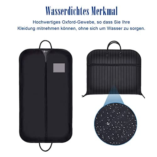 VISOOM Suit Bag for Men Storage, 100cm x 60cm Oxford Garment Bag, Waterproof Dust-proof Hanging Suit Carrier Cover Bags for Travel Clothes Dress, Black — view 5