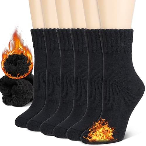 NevEND 3/6 Pairs Women's Wool Merino Winter Thermal Boot Thick Insulated Heated Mini Crew Socks, 3 pairs of black, 37-43 EU
