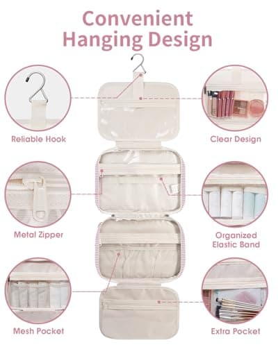 Narwey Large Hanging Travel Toiletry Bag for Women, Wash Bag for Toiletries — view 6