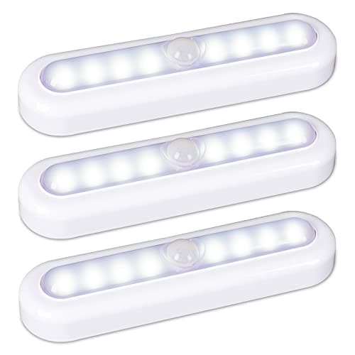 STAR-SPANGLED 7” LED Motion Sensor Lights Indoor AAA Battery, 3 Pack White