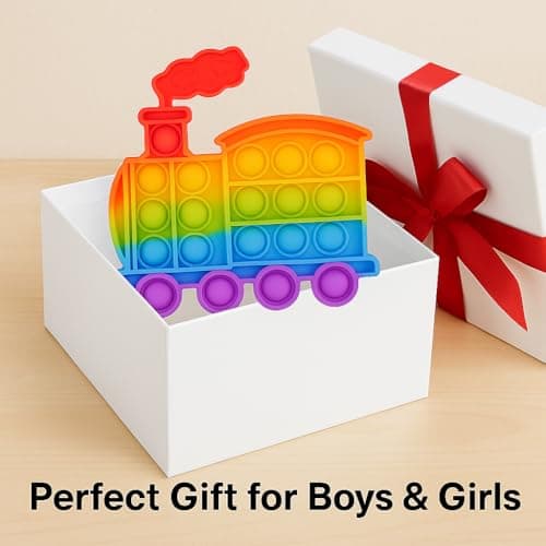 Ranzah Pop Fidget Toy Train Push Pop Bubble Sensory Kids And Adults Travel Poppet Toy Squishy Toy For Gifts & Parties ADHD Stress & Anxiety Relief Toy Squeeze Toddler Toy (Train) — view 3