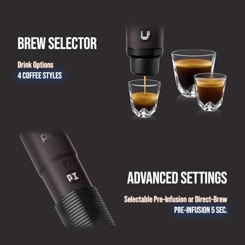 WACACO Pixapresso Coffee Machine Electric & Portable, Dark Burgundy — view 6