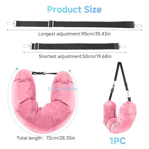 AHRLIC Soft Stuffable Neck Pillow for Travel Multifunctional U-Shaped Cushion Fillable with Clothes for Extra Luggage Space, Adjustable Strap for Airplane, Camping, Train, Hiking (Rose Red) — view 2